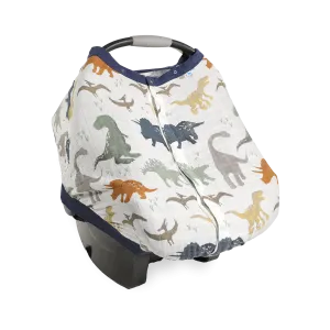 Cotton Muslin Car Seat Canopy - Dino Friends