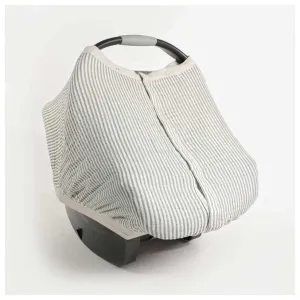 Cotton Muslin Car Seat Canopy - Grey Stripe