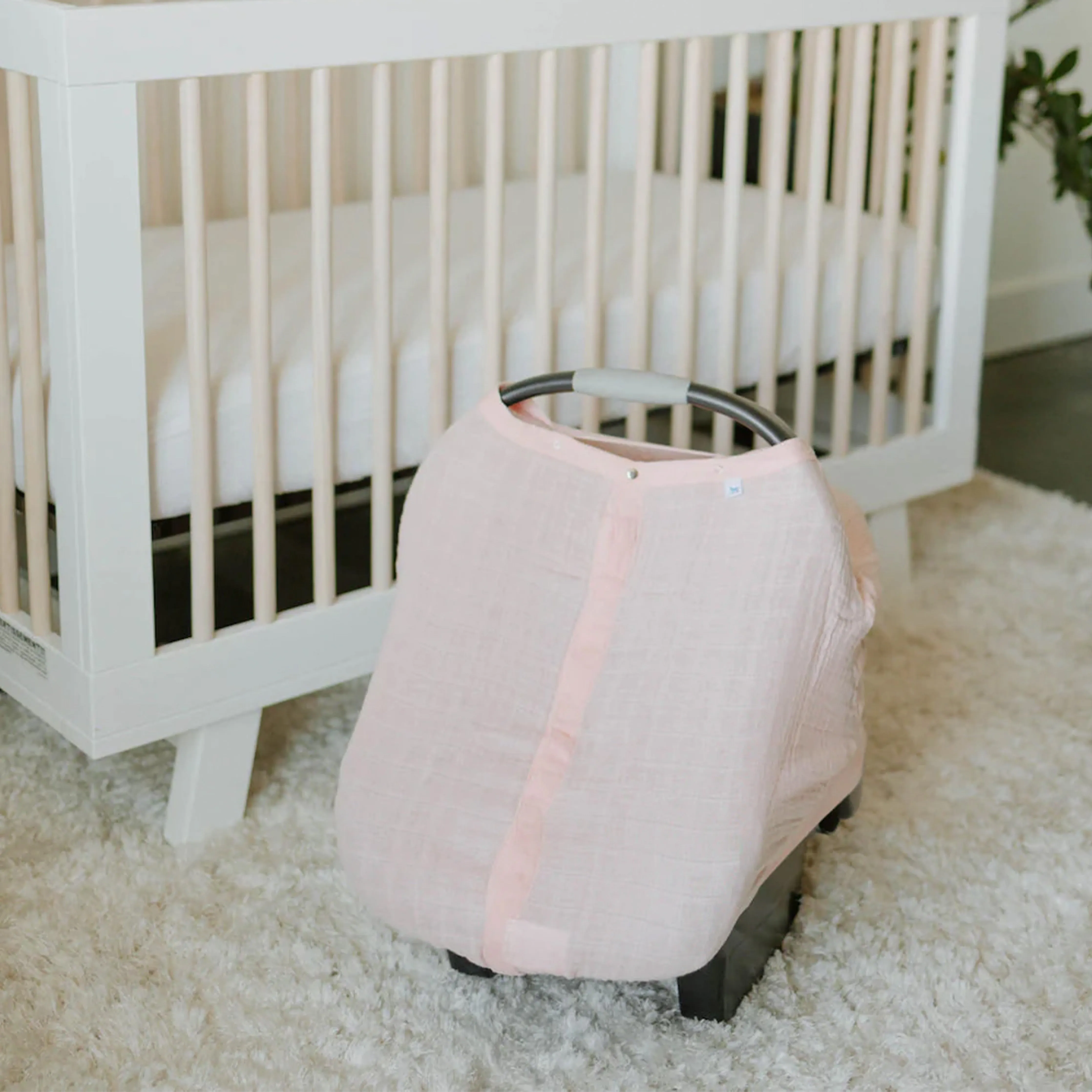 Cotton Muslin Car Seat Canopy - Light Pink