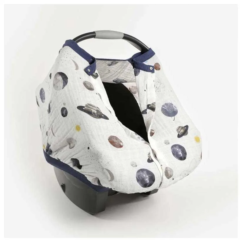 Cotton Muslin Car Seat Canopy - Planetary