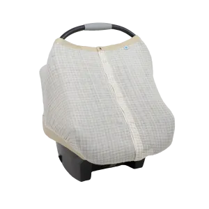 Cotton Muslin Car Seat Canopy - Tan Gingham