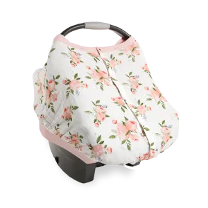 Cotton Muslin Car Seat Canopy - Watercolor Roses