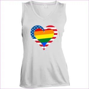 Country & Pride Love Ladies' Sleeveless V-Neck Performance Tee