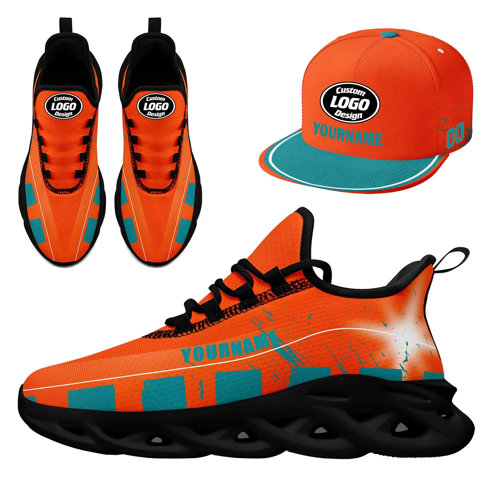 Custom Orange Green Miami MaxSoul Shoes and Hat Combo Offer Personalized Combo ZH-D020264-24