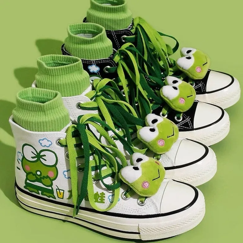 Cute Kawaii Frog High Top Canvas