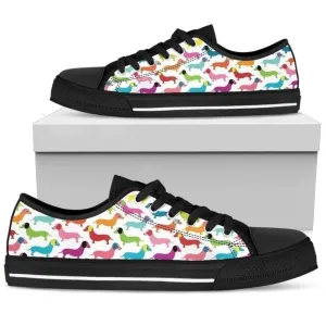 Dachshund Women'S Sneakers Low Top Sneaker For Dog Lover, Dog Printed Shoes, Canvas Shoes For Men, Women