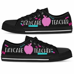 Daycare Teacher Pink Apple Low Top Shoes, Teacher Shoes, Low Top Sneakers