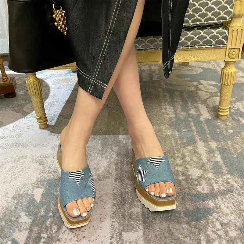 Denim Stars Waterproof Platform Sandals