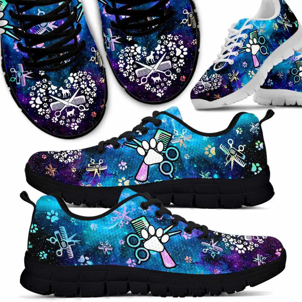 Dog Groomer Sneaker, Dog Groomer Heart Paw Pattern Galaxy Sneakers Shoes, Best Running Shoes, Unique Gifts For Dog Lovers