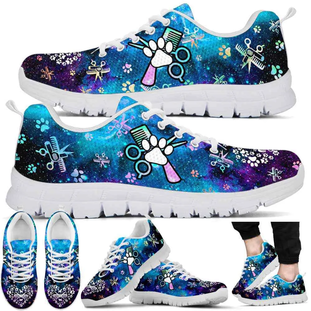 Dog Groomer Sneaker, Dog Groomer Heart Paw Pattern Galaxy Sneakers Shoes, Best Running Shoes, Unique Gifts For Dog Lovers