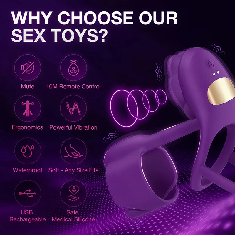 Domlust Remote Control Vibrating Cock Ring Rose Clit Stimlulator Couple Sex Toy