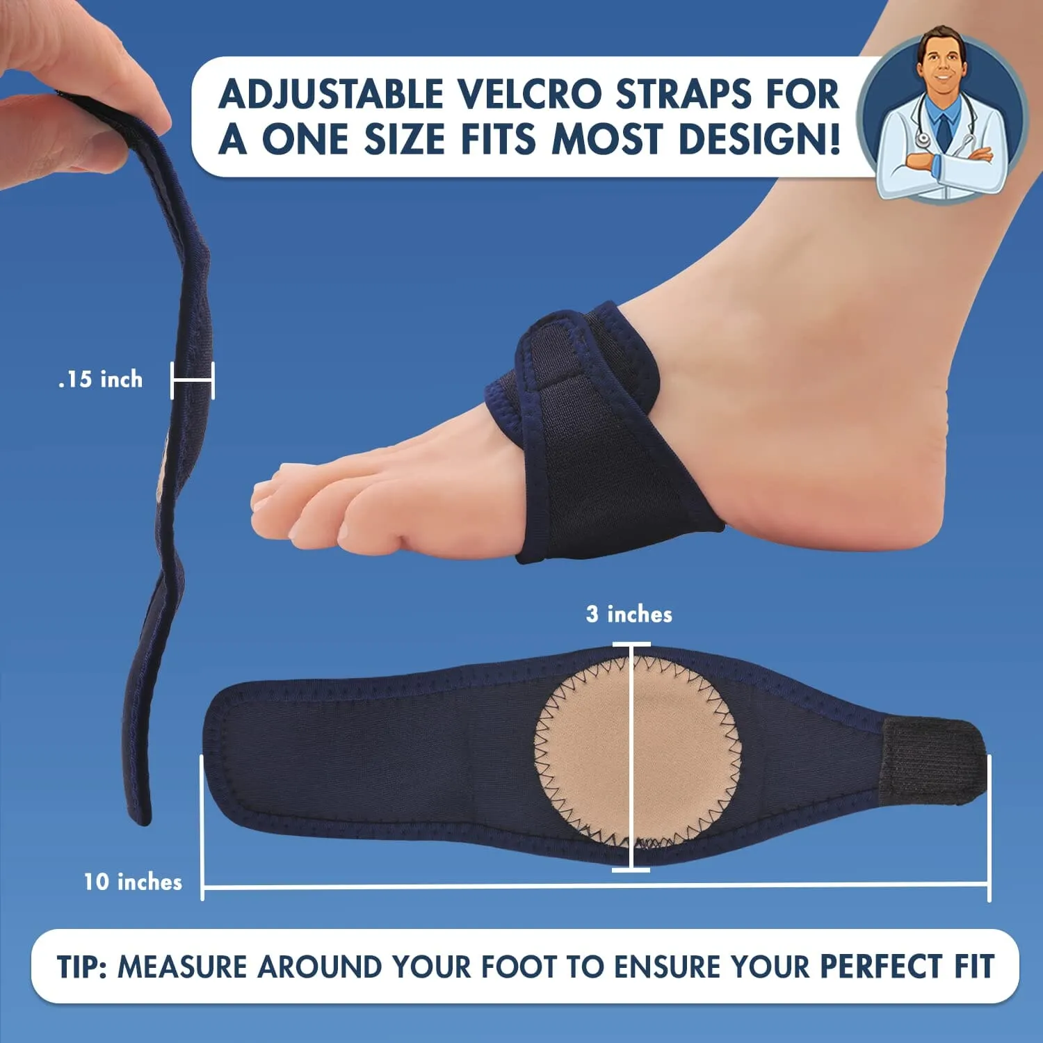 Dr. Frederick's Original Arch Support Brace - 2 Pcs - Orthotic Wraps for Plantar Fasciitis and Flat Feet - Fast Relief of Foot Pain - Flat Foot Arch Support - Arch Relief Insoles - for Men & Women