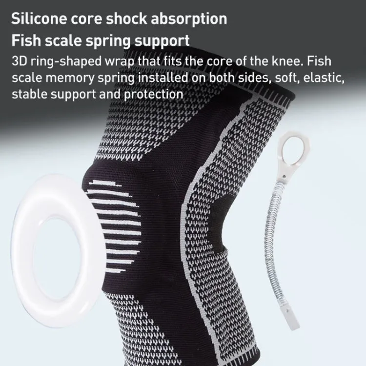 Dual Spring Support Silicone Sports Brace Fitness Protective Pads, Specification:XXL Size(Black Grey)