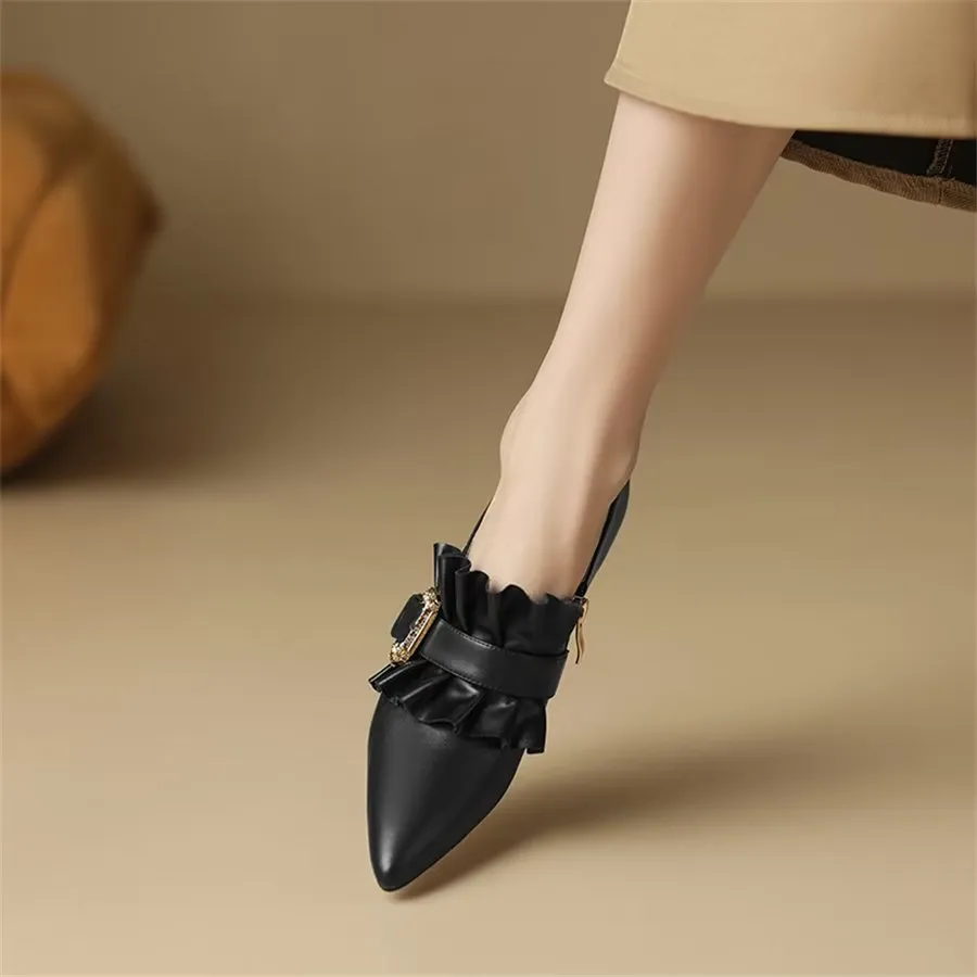 Elegant Cow Leather Pointed Toe High Heel Pumps