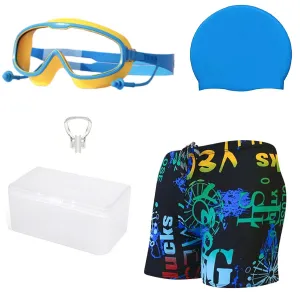 Fancydresswale Swimming Combo for boys- swimming trunk, cap, goggles, nose clip with box- Professional swimming gears