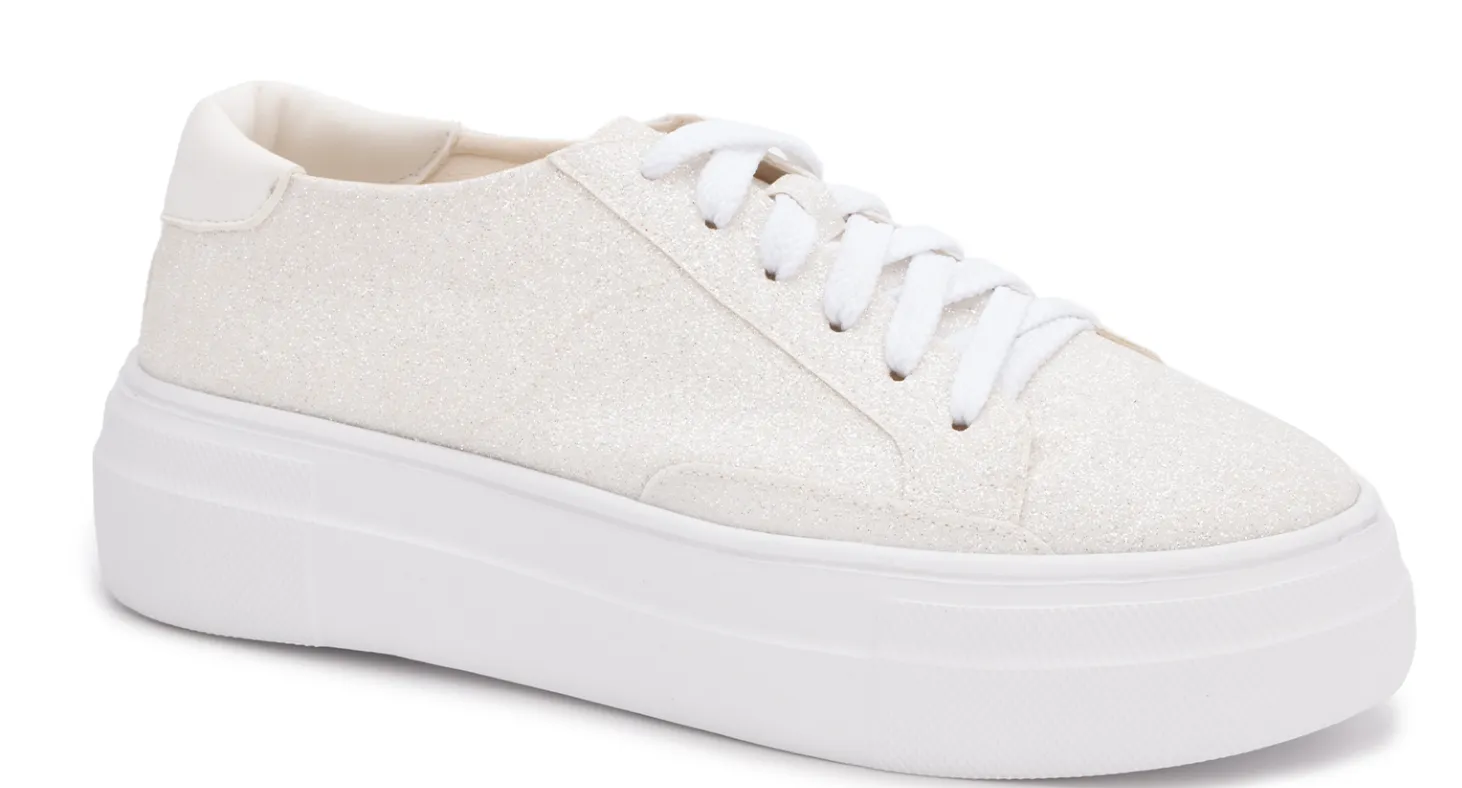 FINAL SALE Glaring Sneakers in White Glitter