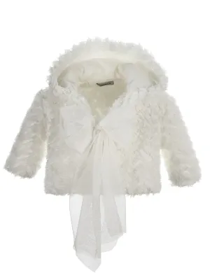 Girl's Bolero with Hood-White-MERSIN