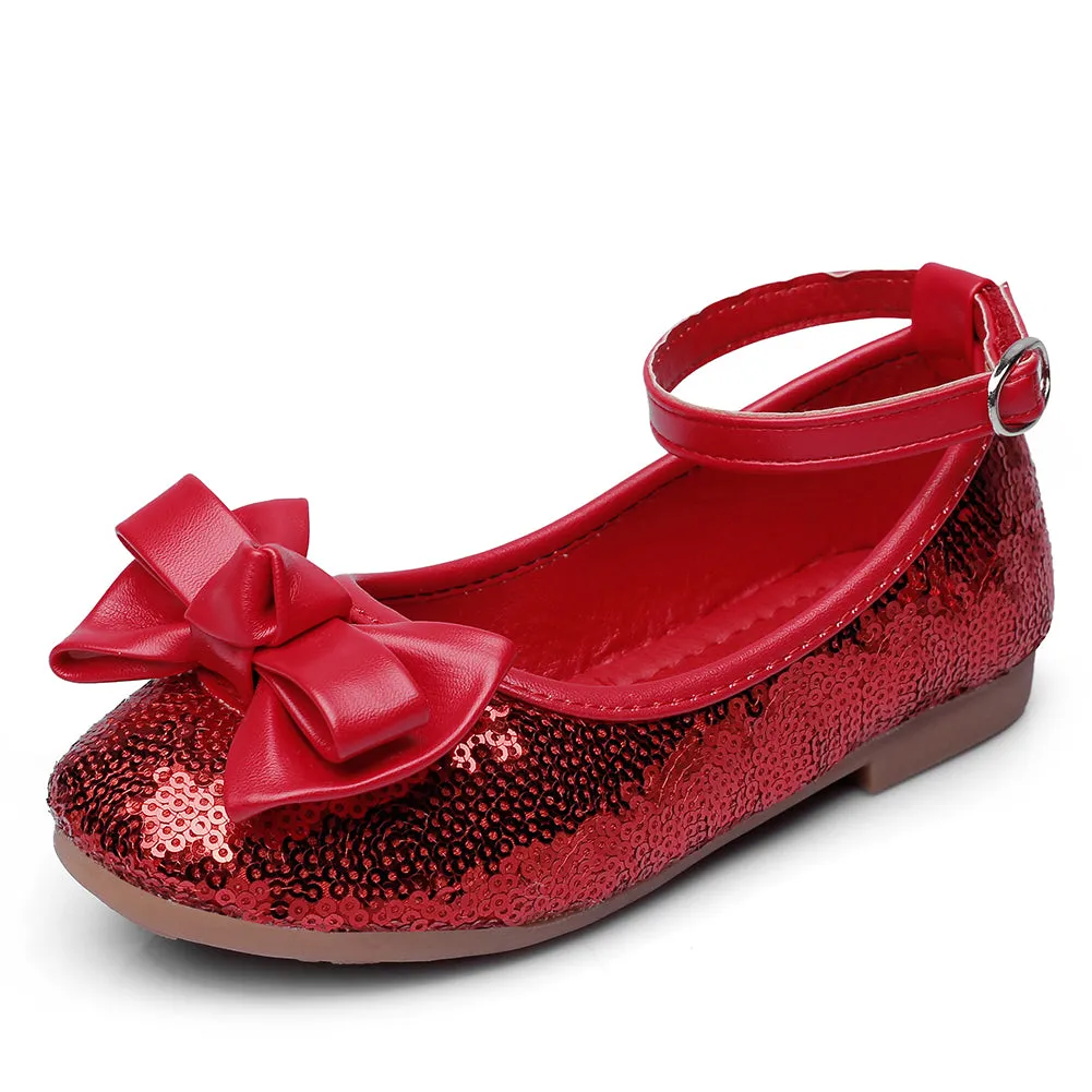 Girls' Mary Jane Dress Shoes Girl's Glitter Ballerina Flat shoes(Toddler/Little Kid/Big Kid)