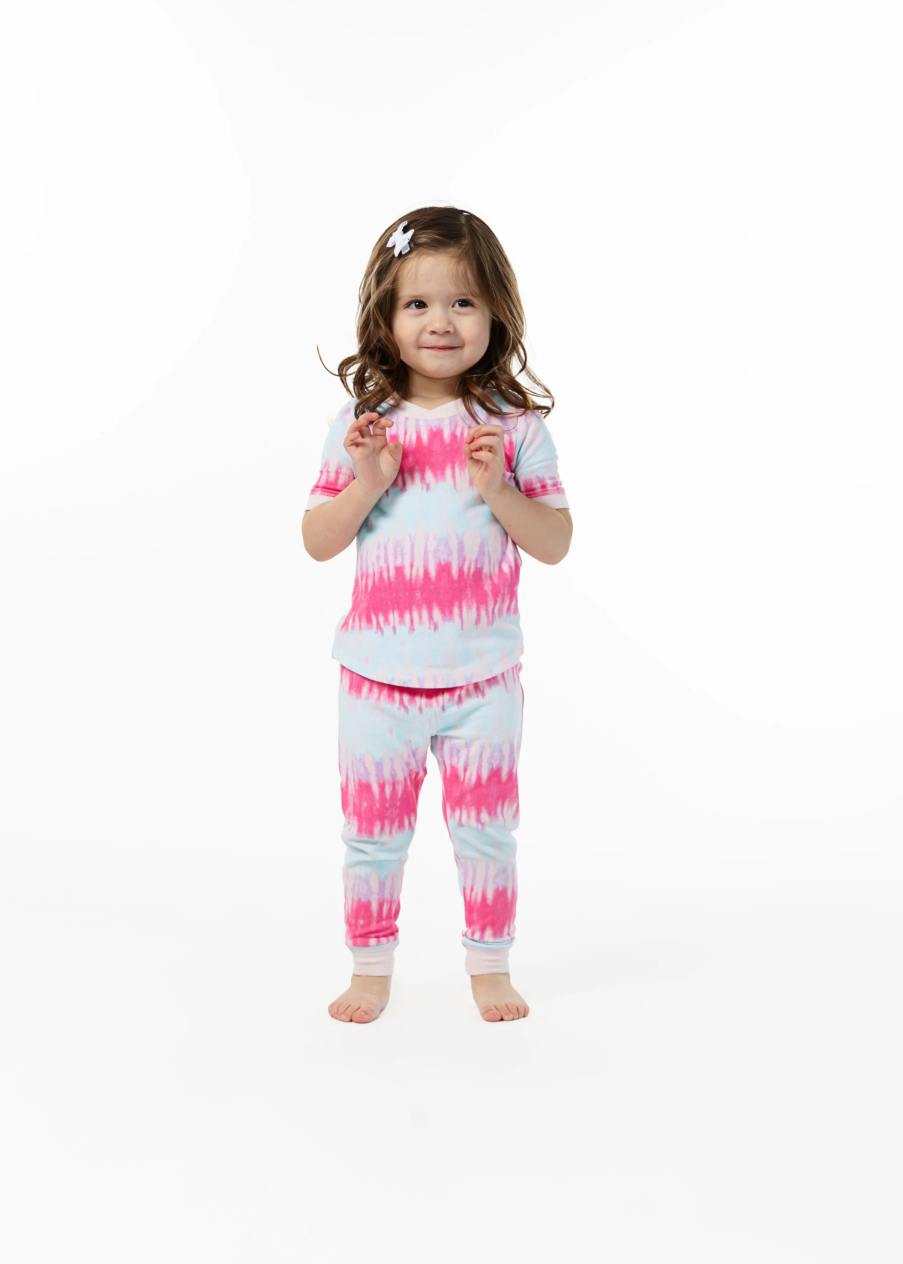 Girls Tie-Dye Sailor Stripe Snug Fit 2-Piece Pajama Sleep Set