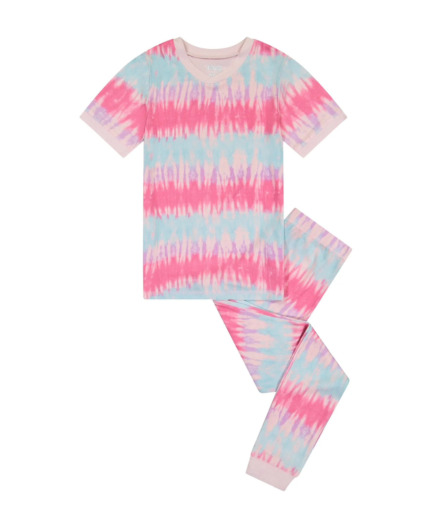 Girls Tie-Dye Sailor Stripe Snug Fit 2-Piece Pajama Sleep Set