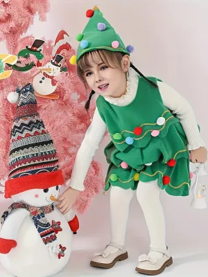 Girls/boys Christmas Tree Cosplay Dress Comfy Party Dresses Kids Clothes For Christmas Gift Performance