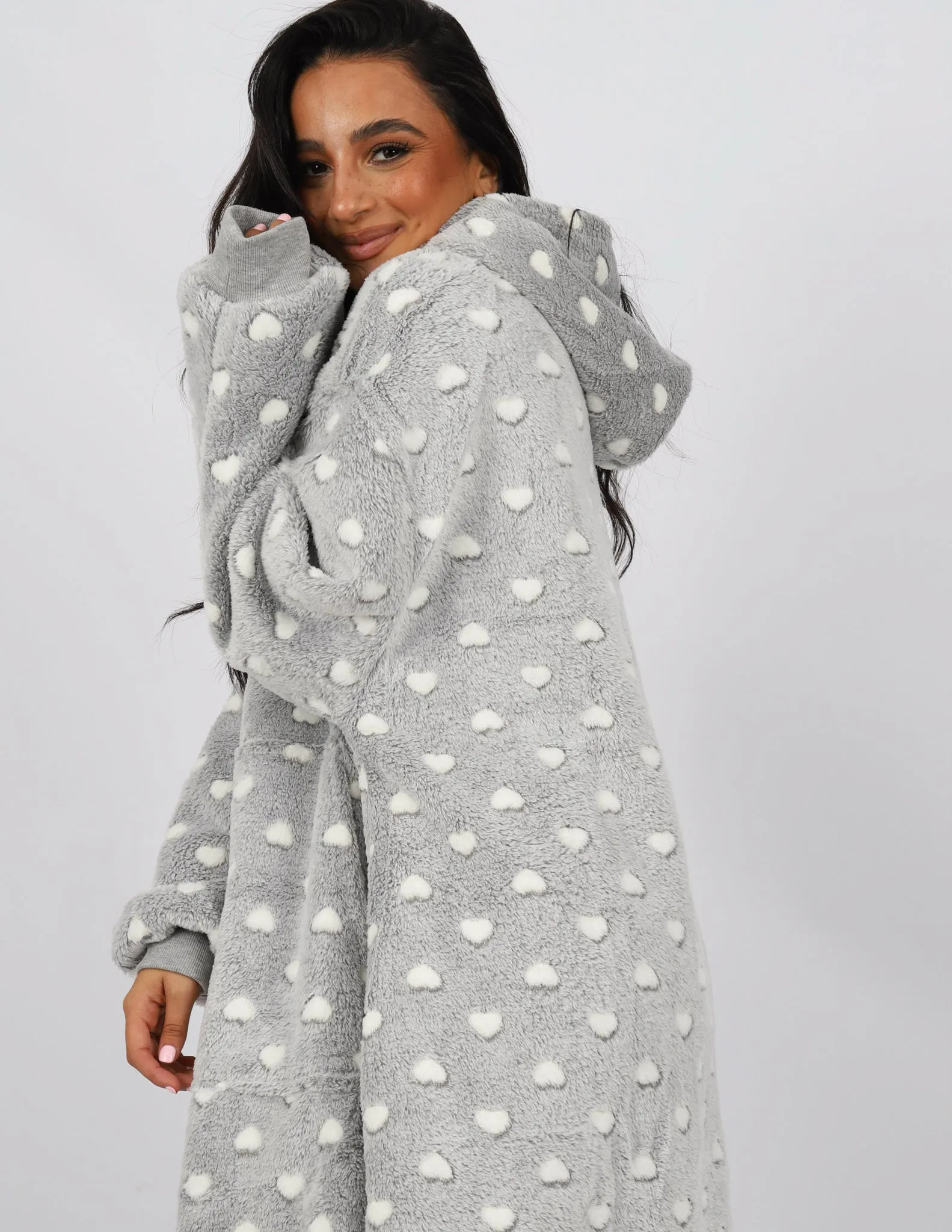 Grey Hearts Blanket Jumper