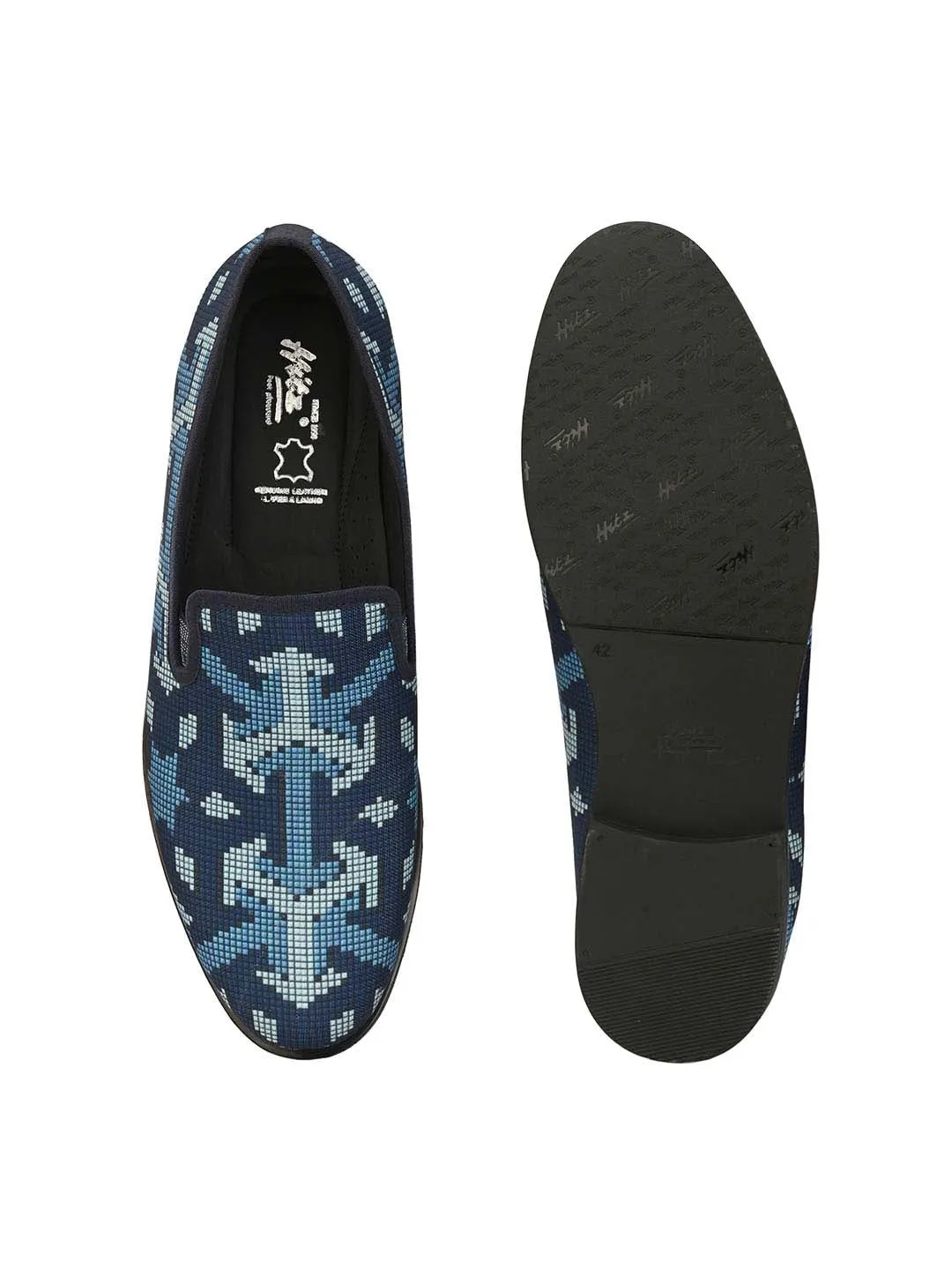 HITZDD_1 Men's Blue Fabric Formal  Slip-On Shoes