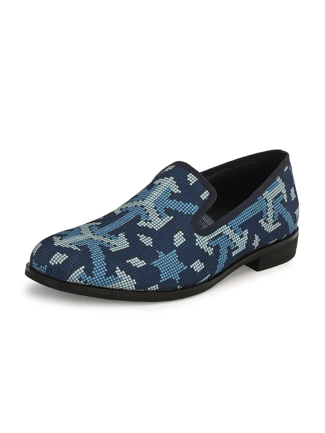 HITZDD_1 Men's Blue Fabric Formal  Slip-On Shoes