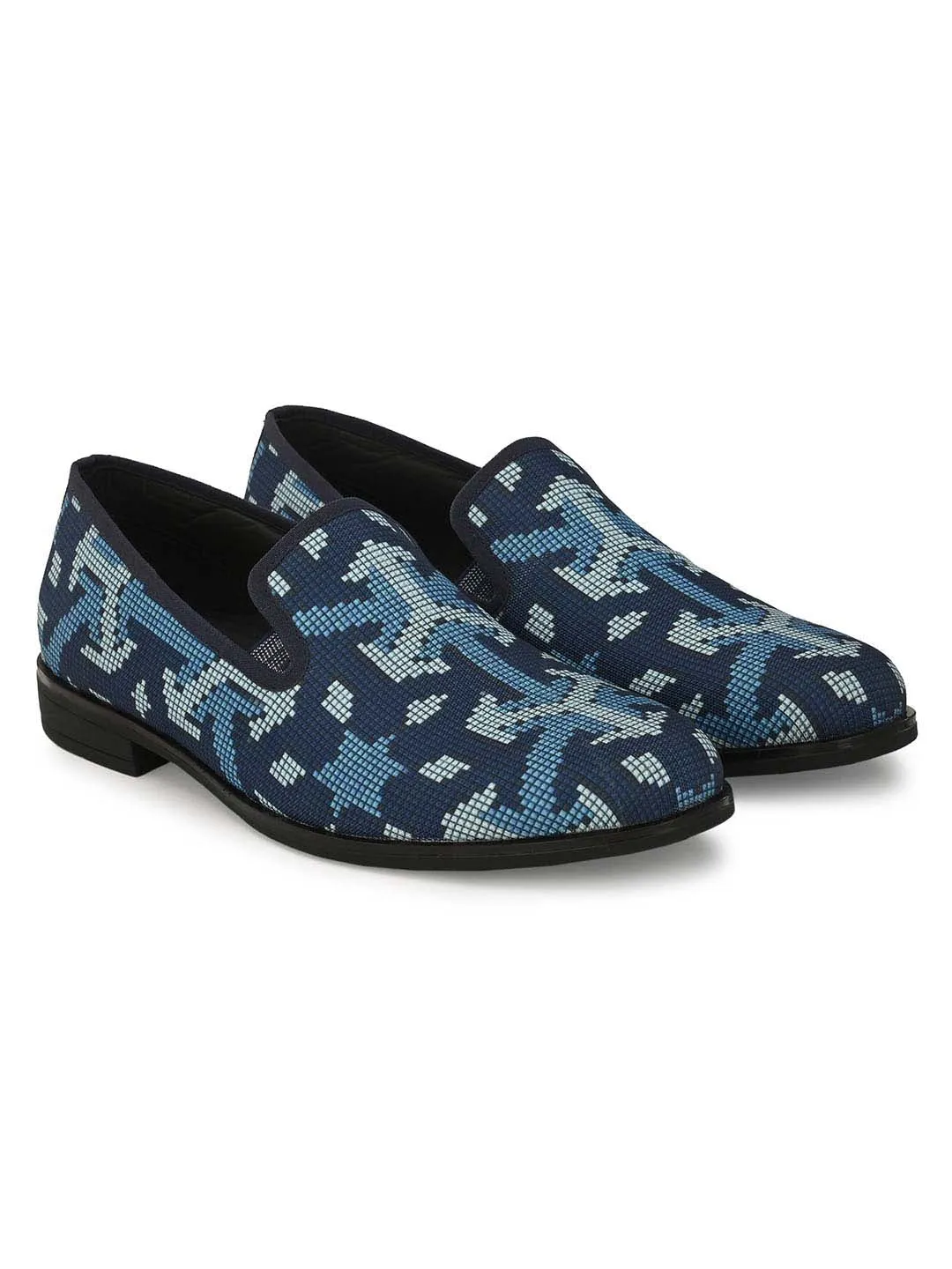 HITZDD_1 Men's Blue Fabric Formal  Slip-On Shoes