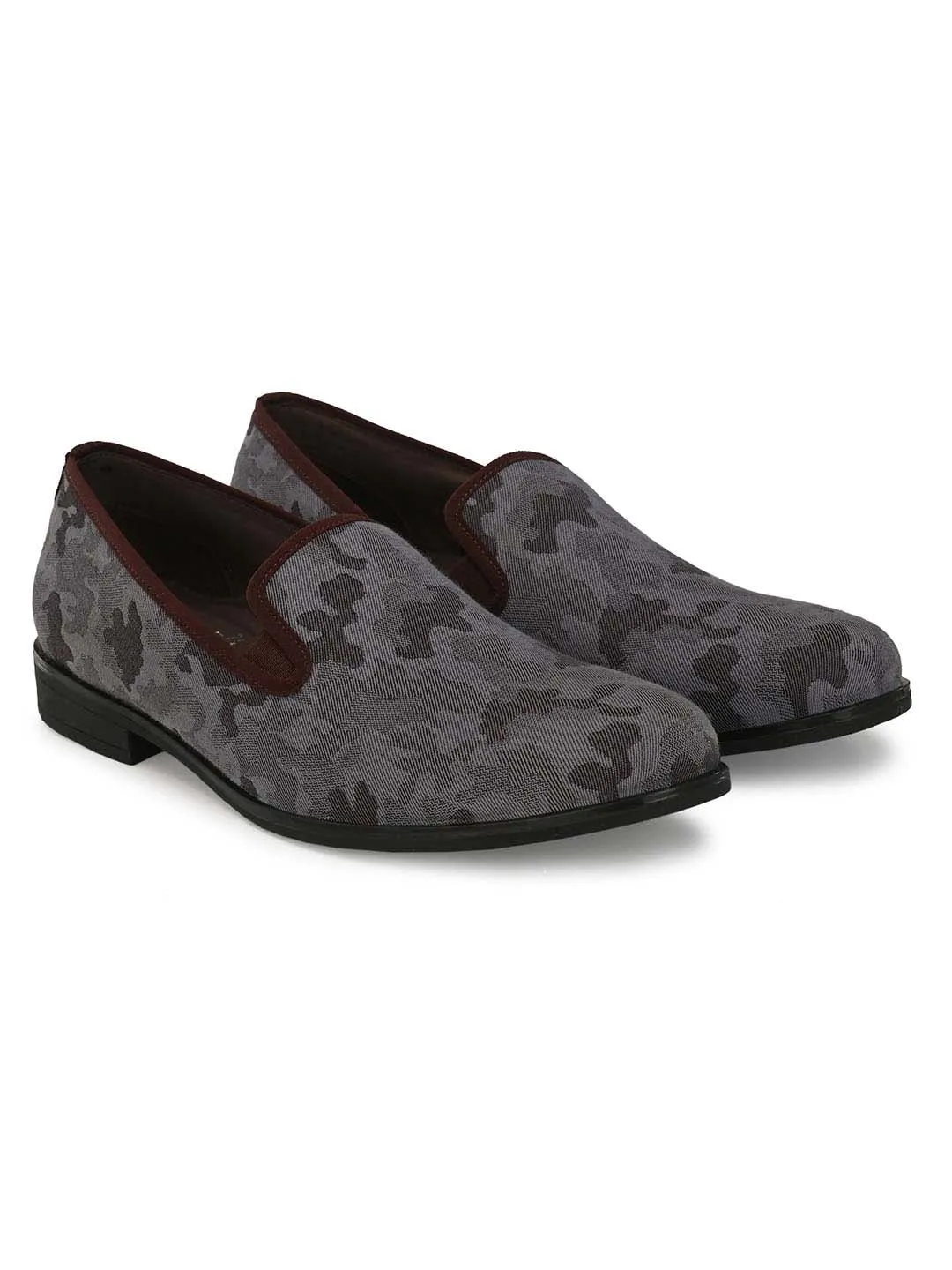 HITZDD_1 Men's Brown Fabric Formal  Slip-On Shoes