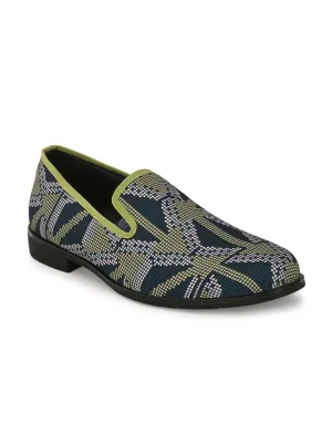 HITZDD_1 Men's Green Fabric Formal  Slip-On Shoes