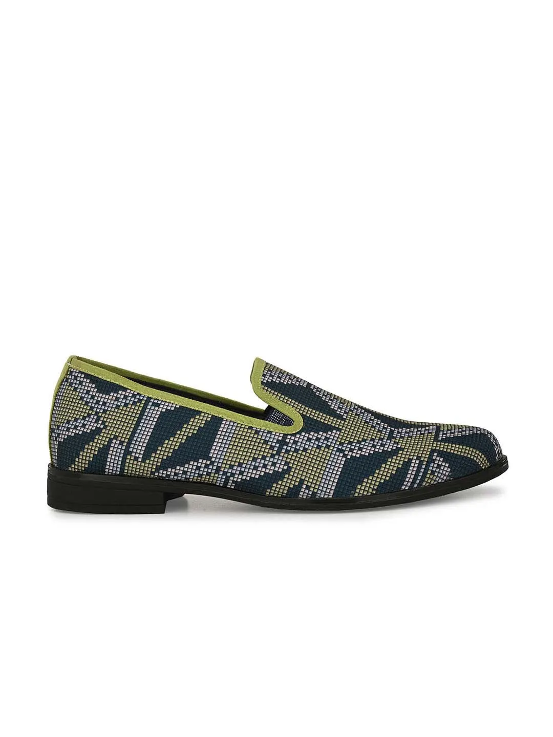 HITZDD_1 Men's Green Fabric Formal  Slip-On Shoes