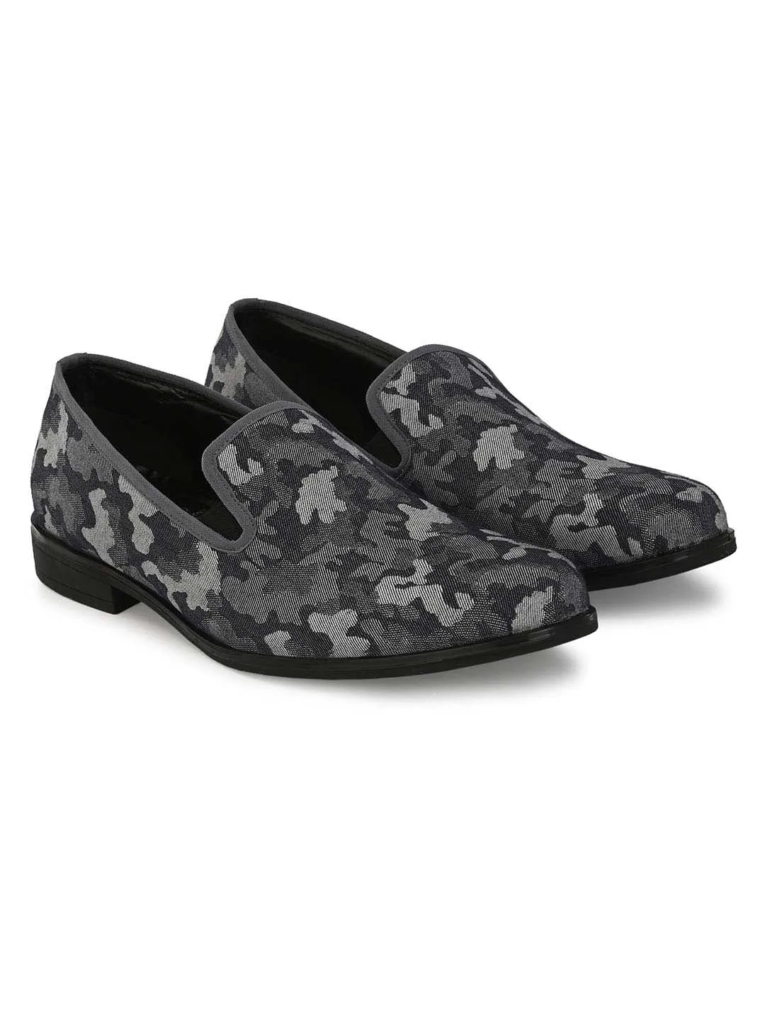 HITZDD_1 Men's Grey Fabric Formal  Slip-On Shoes