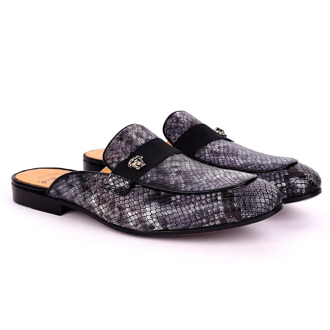 John Mendson Medusa Head Croc Leather Men's Half Shoe