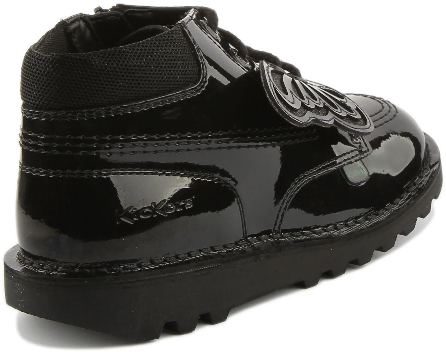 Kickers Kick Hi In Black Patent For Juniors