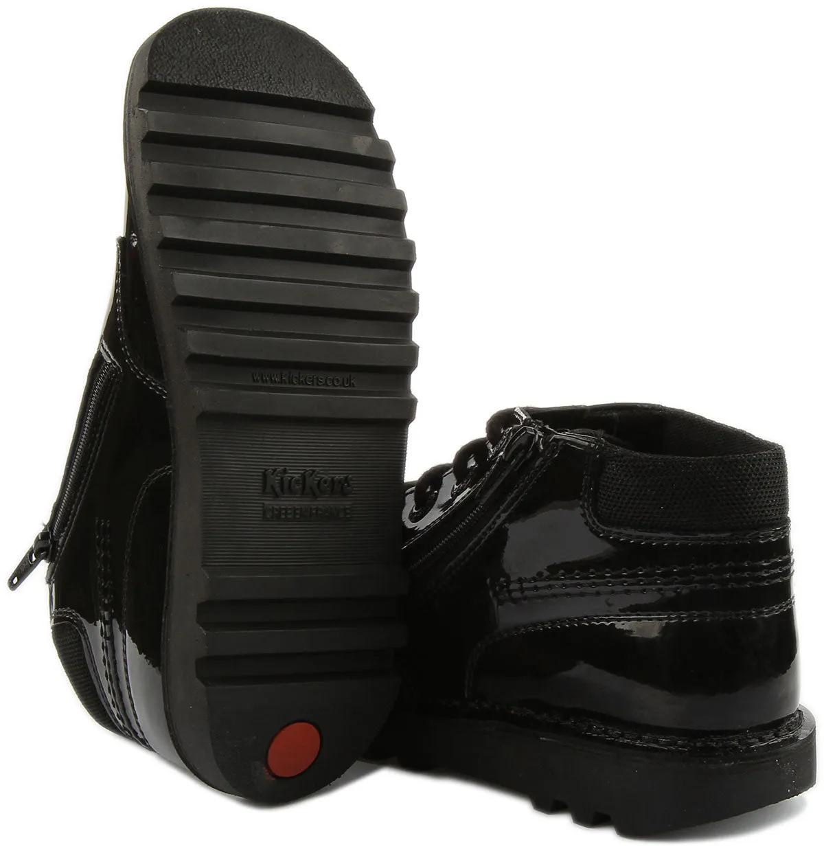 Kickers Kick Hi In Black Patent For Juniors