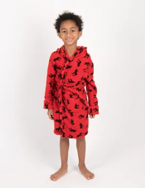 Kids Fleece Hooded Moose Robe