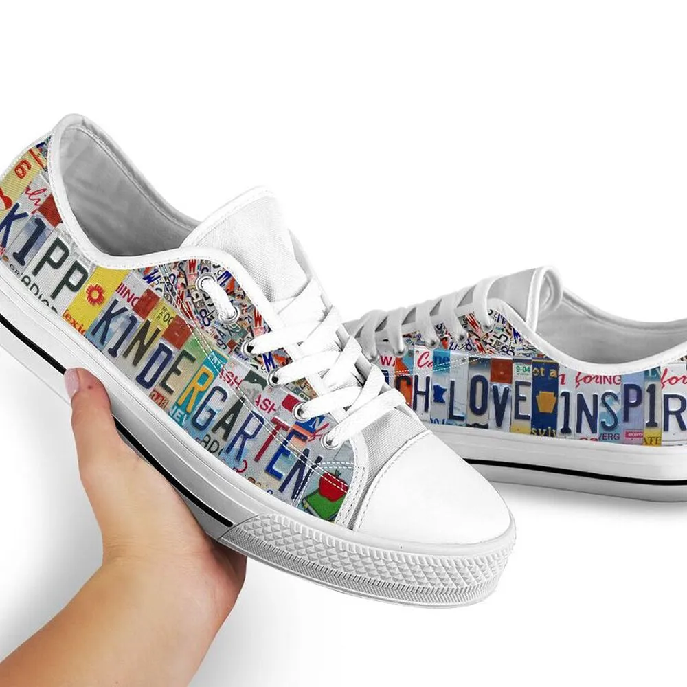 Kipp Kindergarten Inspire License Plates Low Top Shoes, Teacher Shoes, Low Top Sneakers