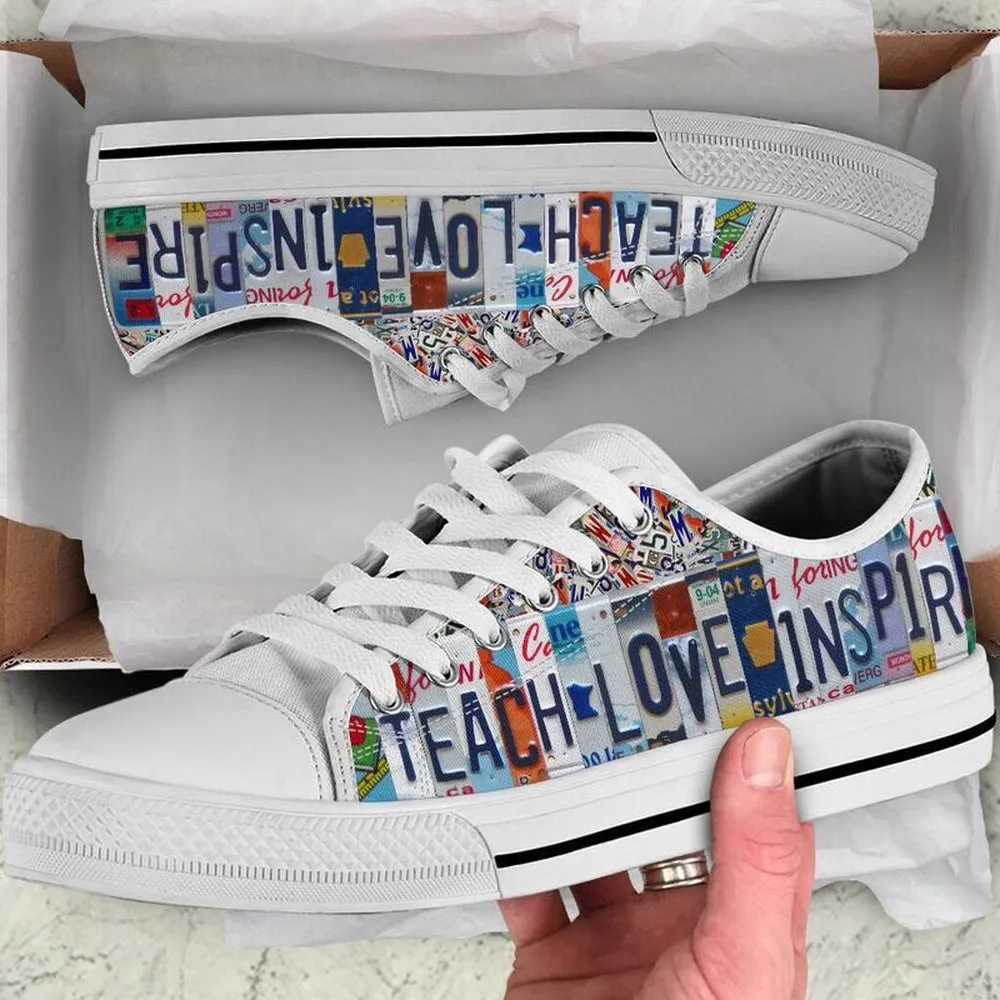 Kipp Kindergarten Inspire License Plates Low Top Shoes, Teacher Shoes, Low Top Sneakers