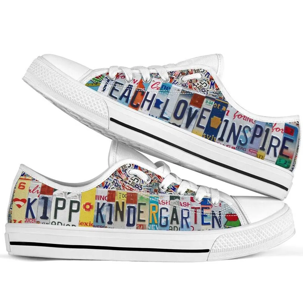 Kipp Kindergarten Inspire License Plates Low Top Shoes, Teacher Shoes, Low Top Sneakers