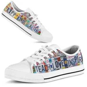 Kipp Kindergarten Inspire License Plates Low Top Shoes, Teacher Shoes, Low Top Sneakers