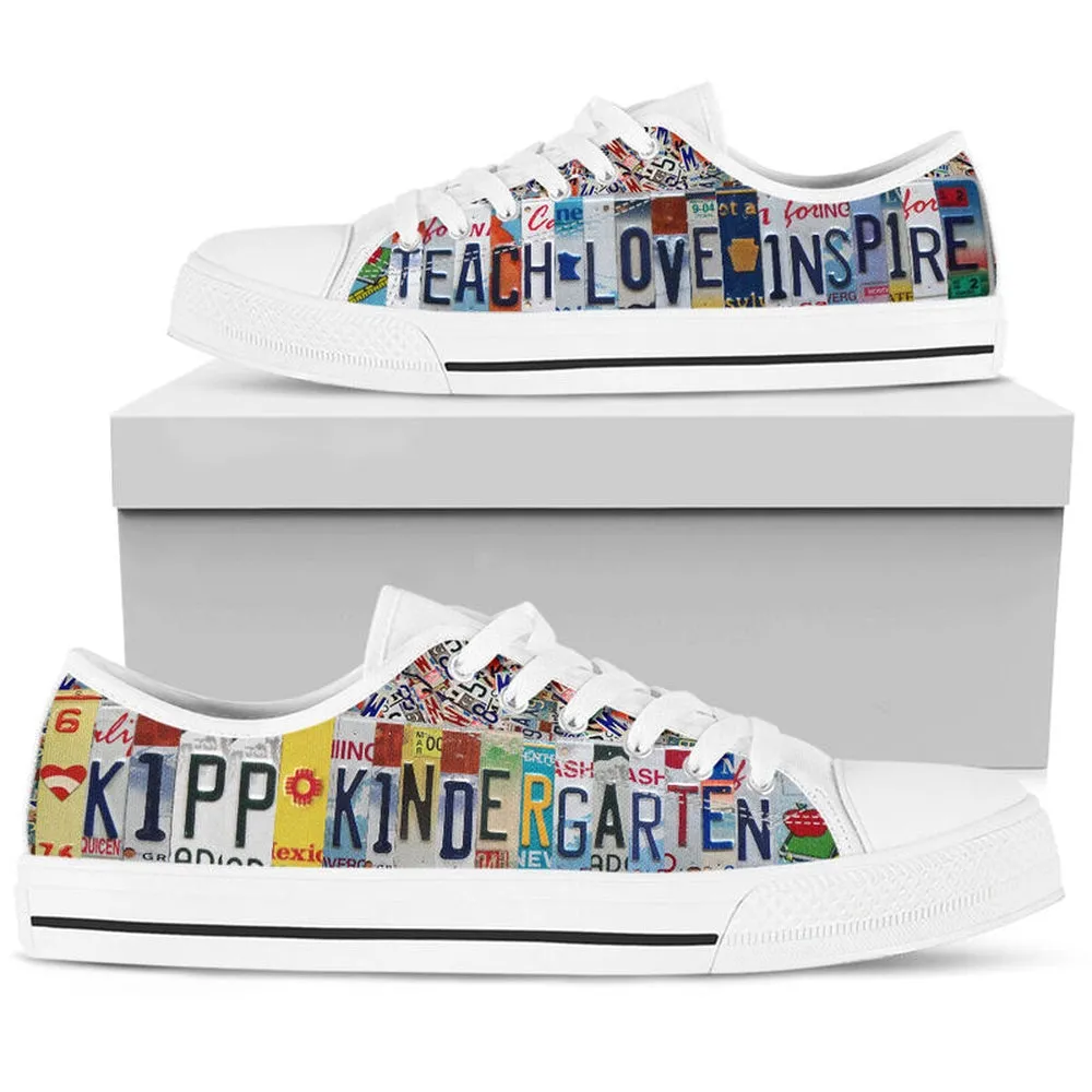 Kipp Kindergarten Inspire License Plates Low Top Shoes, Teacher Shoes, Low Top Sneakers