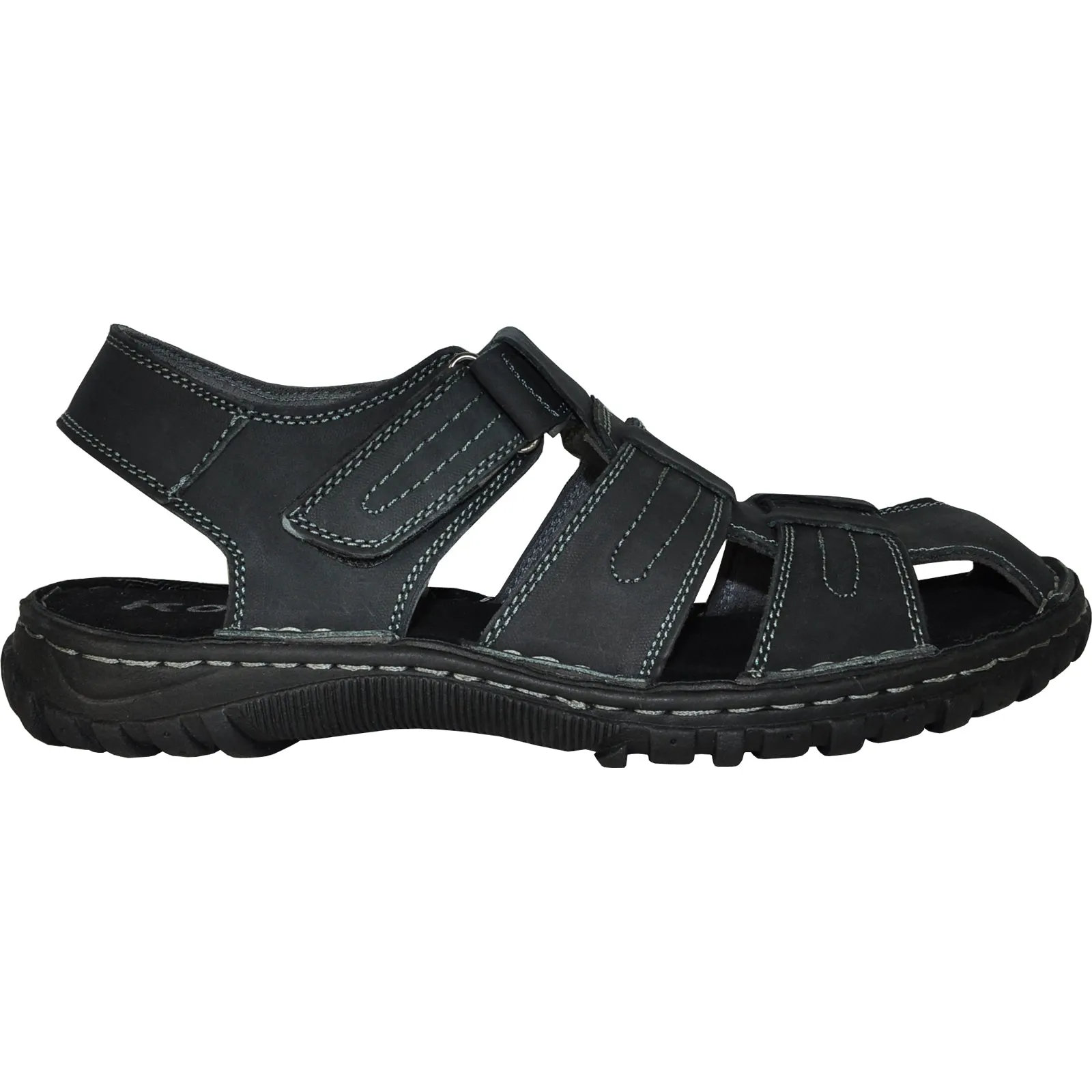 KOZI Men Leather Sandal NEW DIEGO-07 Black