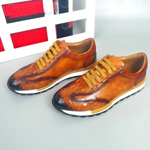 Lace-Up Patchwork Genuine Leather Shoes