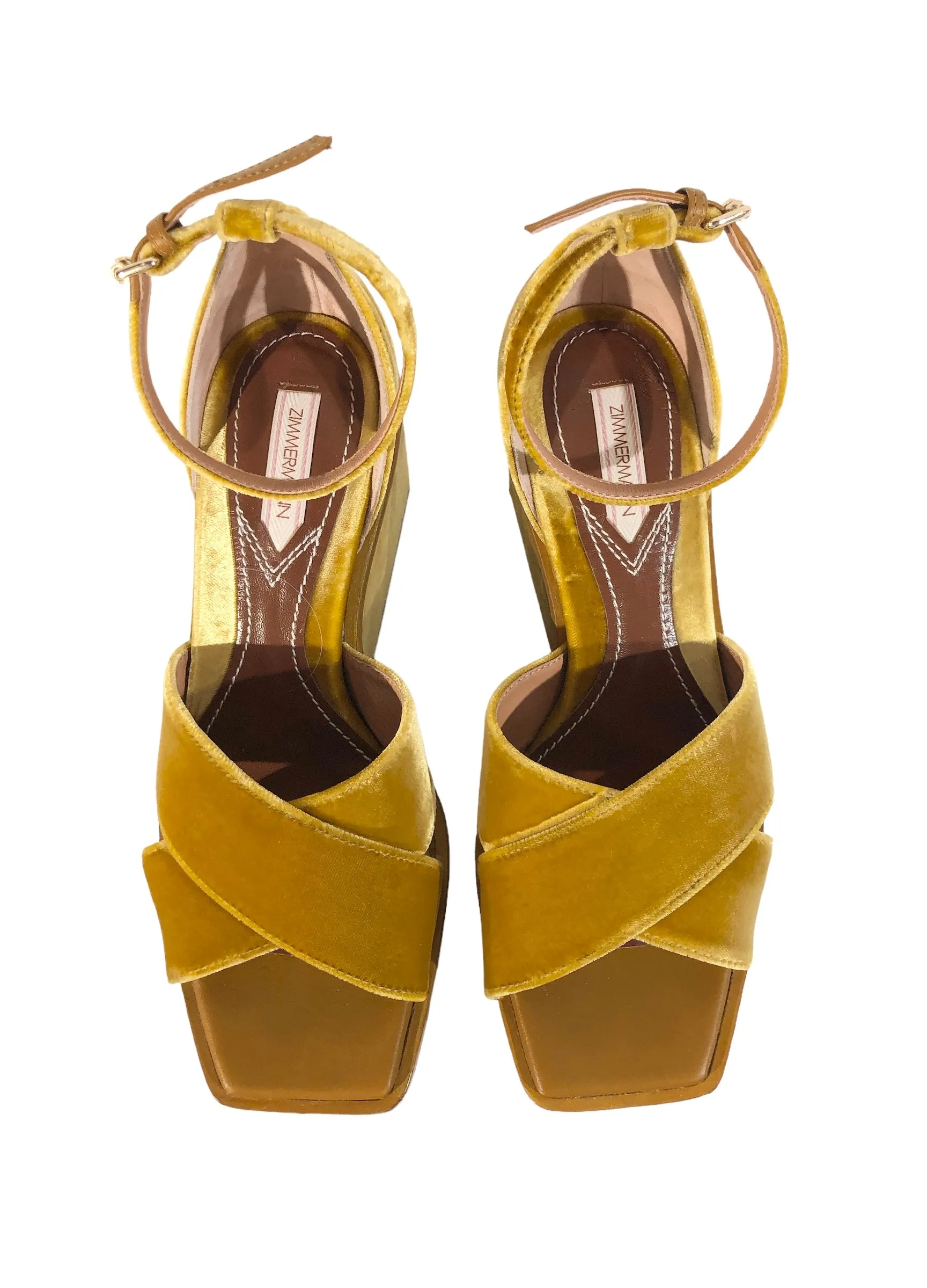 Laminated Velvet Platform Sandal | Size US 8.5 | IT 39