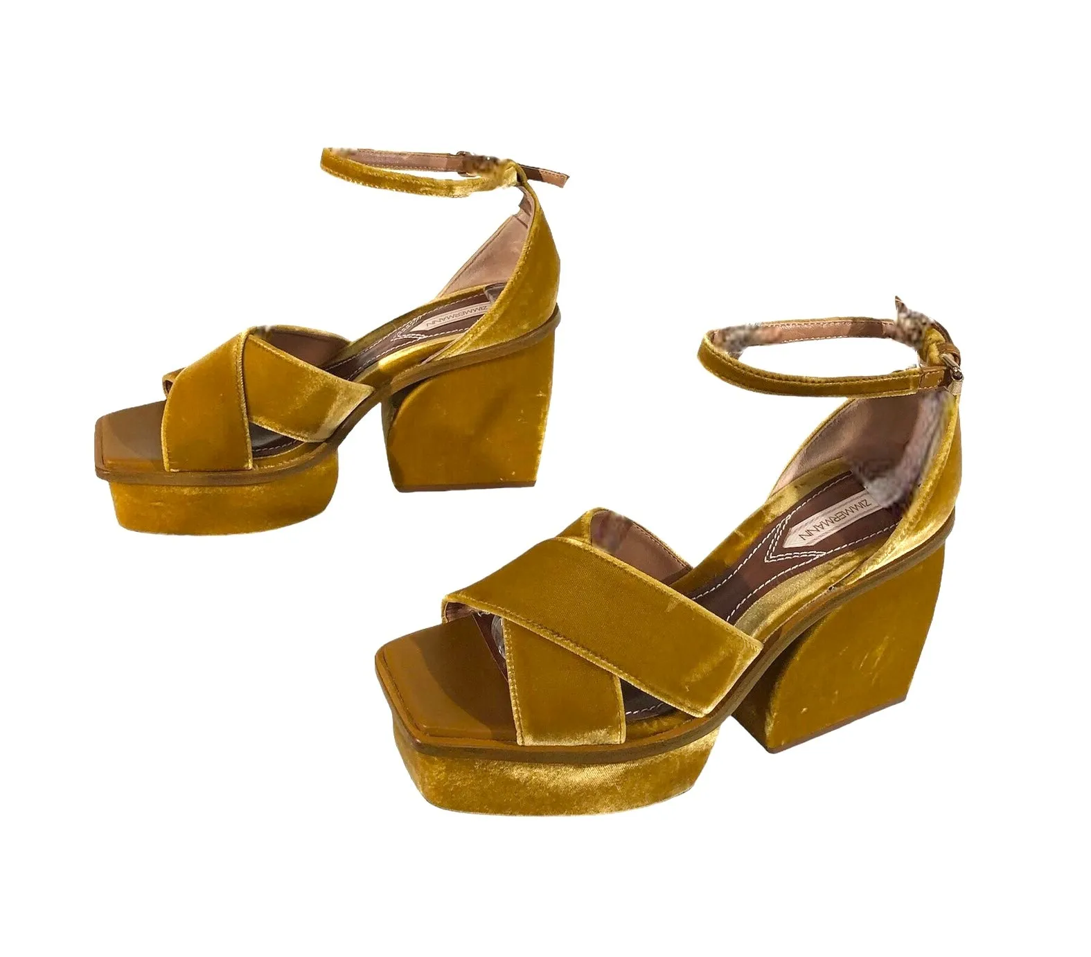 Laminated Velvet Platform Sandal | Size US 8.5 | IT 39