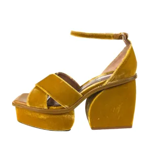 Laminated Velvet Platform Sandal | Size US 8.5 | IT 39