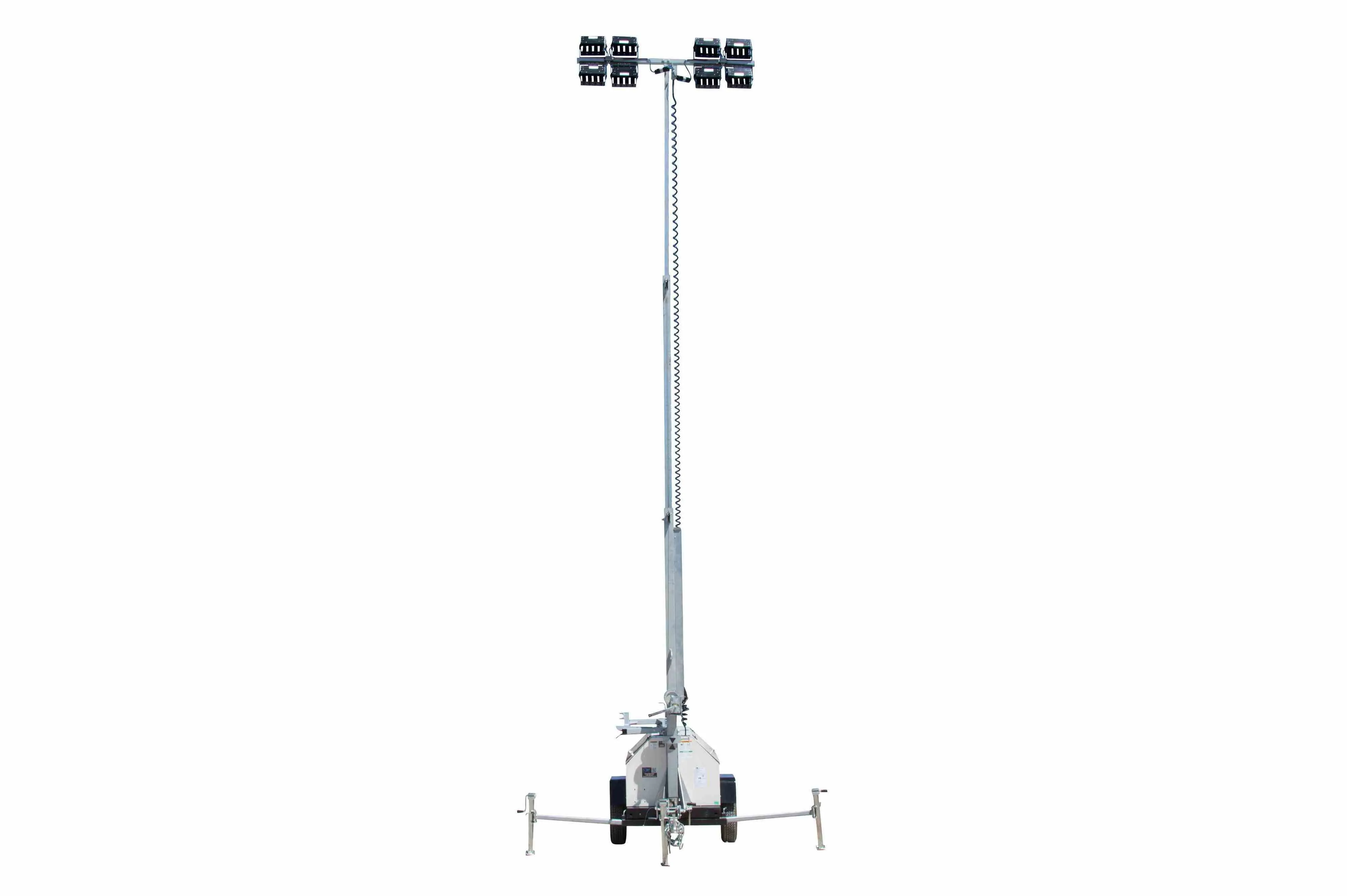 Larson Electronics 30' Portable LED Light Tower - 15kW Diesel Generator w/ 50 Gal Tank, (4) 320W LED Lamps - Trailer Mount