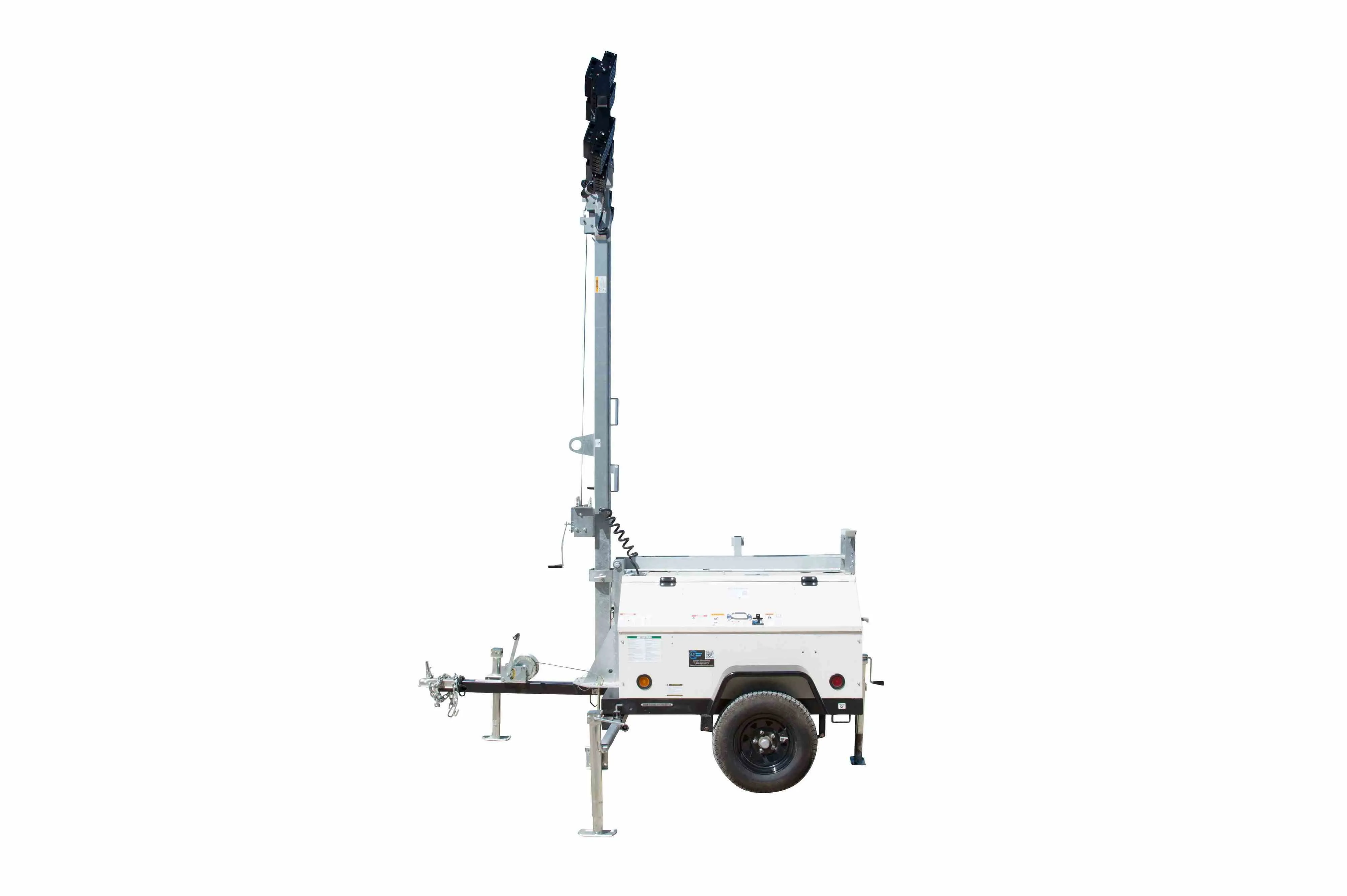 Larson Electronics 30' Portable LED Light Tower - 15kW Diesel Generator w/ 50 Gal Tank, (4) 320W LED Lamps - Trailer Mount