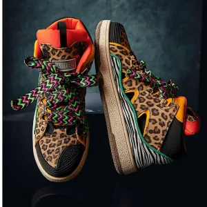 Leopard print New Fashion Sneakers Mens Skate Shoes/Thick Laces